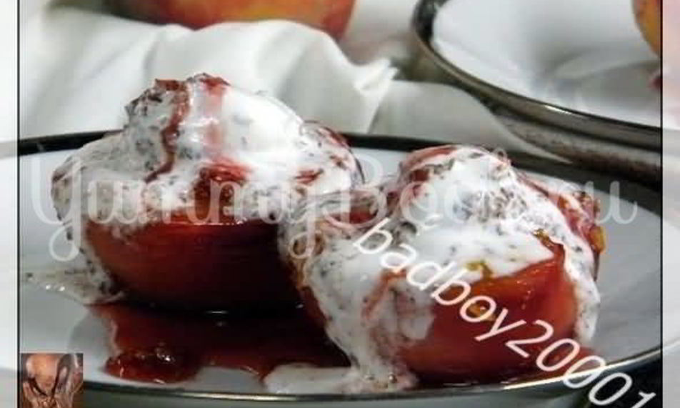 Рецепт десерт с персиками и мороженым