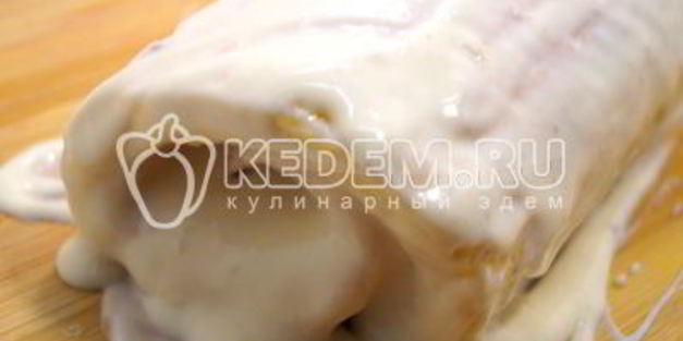 бисквитный рулет с кремом зимнее полено