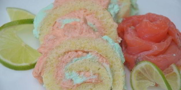 бисквитный рулет с лососевым кремом