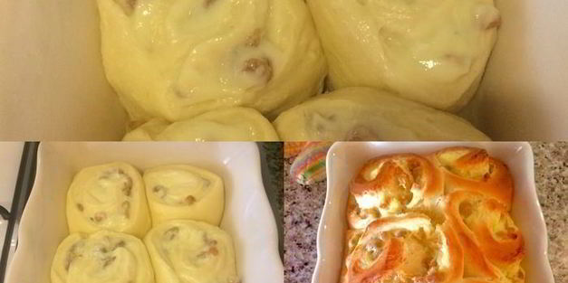 булочки с кремом и изюмом