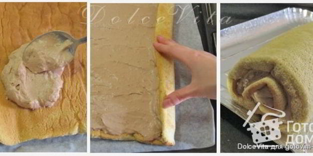 рулет рождественское полено с шоколадно-ореховым кремом