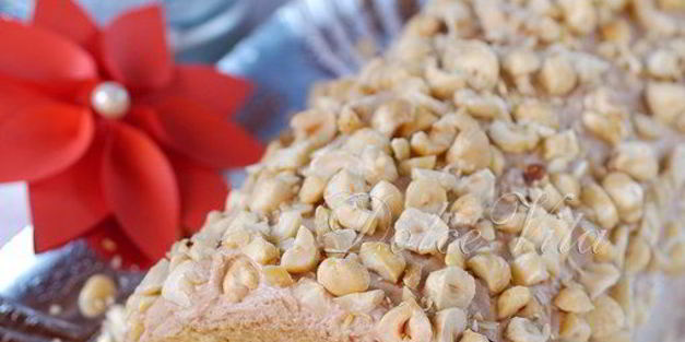 рулет рождественское полено с шоколадно-ореховым кремом