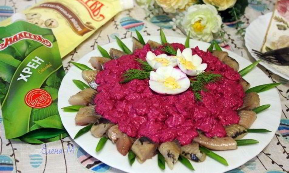 Рецепт сельдь под свекольным крем-соусом