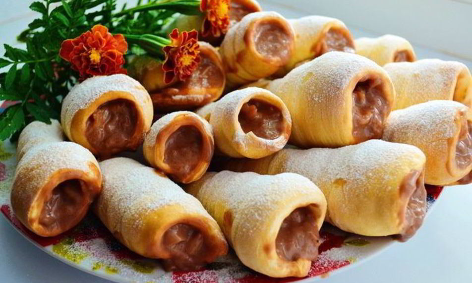 Рецепт слоеные трубочки с заварным шоколадно-яблочным кремом