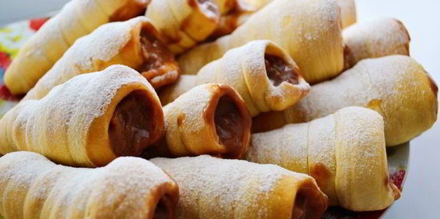 слоеные трубочки с заварным шоколадно-яблочным кремом