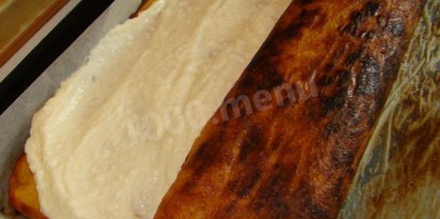 тыквенный рулет с творожным кремом