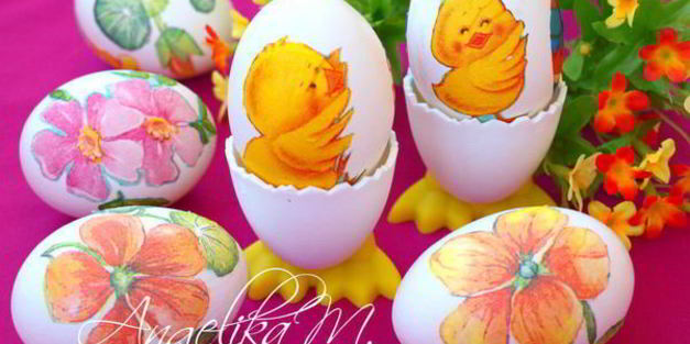 пасхальные яйца в стиле декупаж