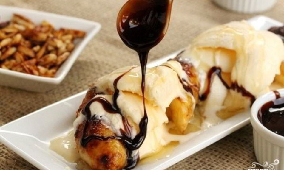 Рецепт жареные бананы с медом