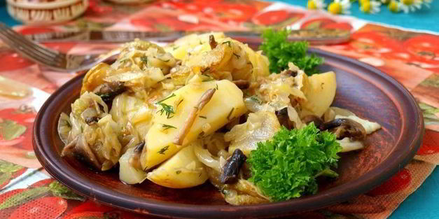 гарнир из картофеля с кабачками и шампиньонами
