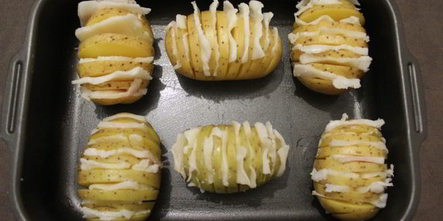 картофель гармошкой с салом