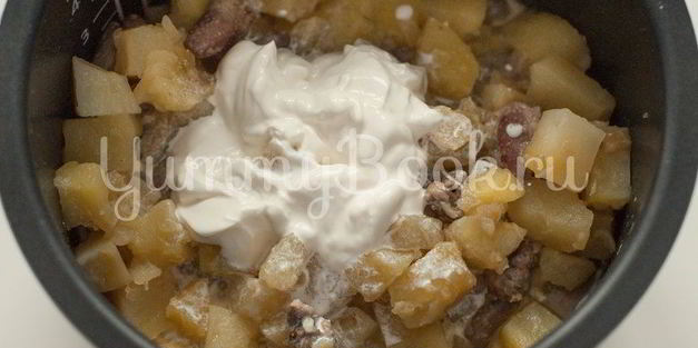 картофель с куриными сердечками в мультиварке