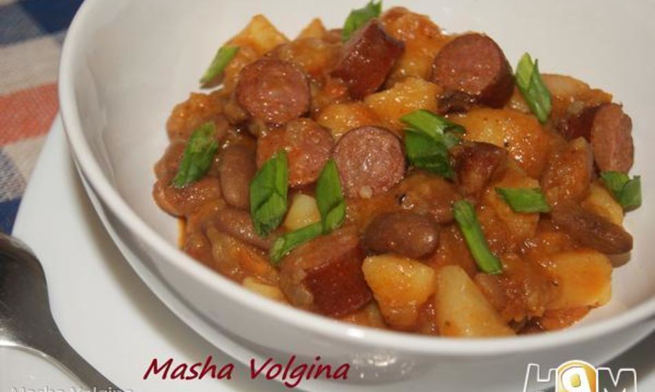 Рецепт картофель с охотничьими колбасками