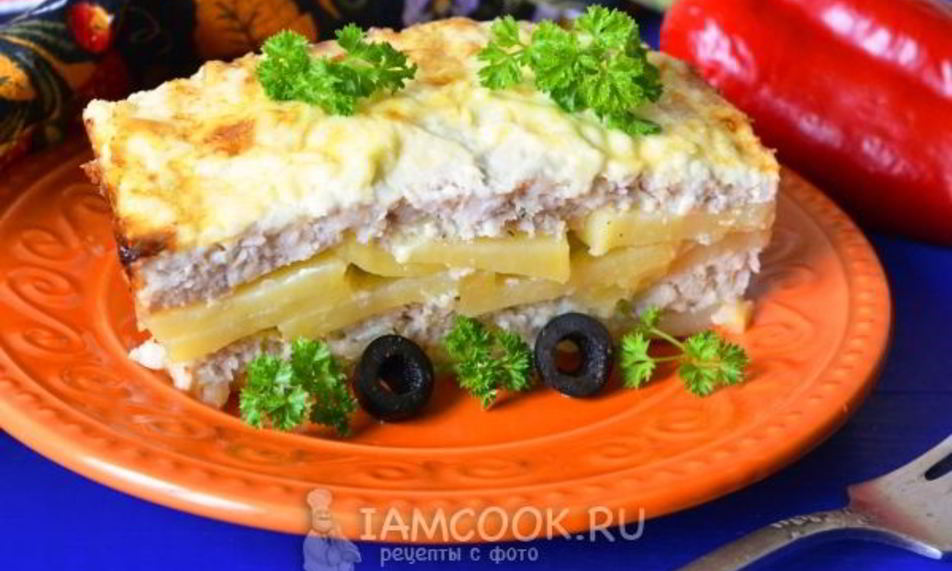 Рецепт картошка с куриным фаршем в духовке