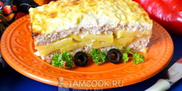 картошка с куриным фаршем в духовке