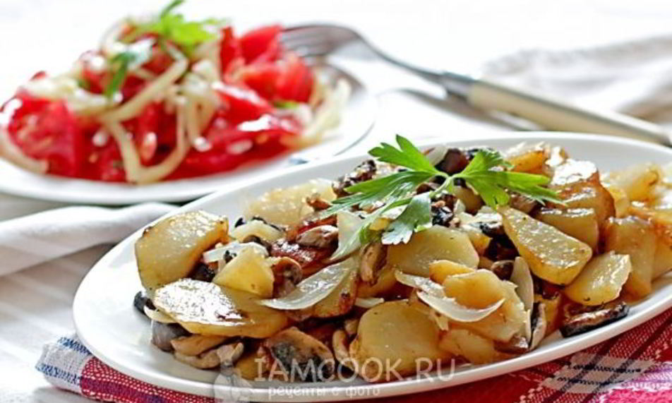 Рецепт картошка жареная с шампиньонами