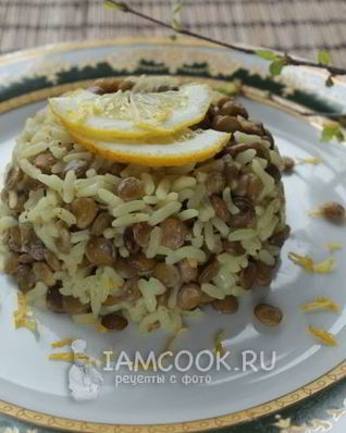 Лимонный рис, жареный с чечевицей