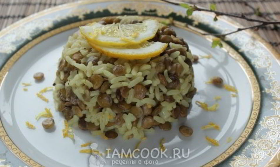 Рецепт лимонный рис, жареный с чечевицей