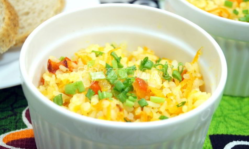 Рецепт рис с овощами на сковороде