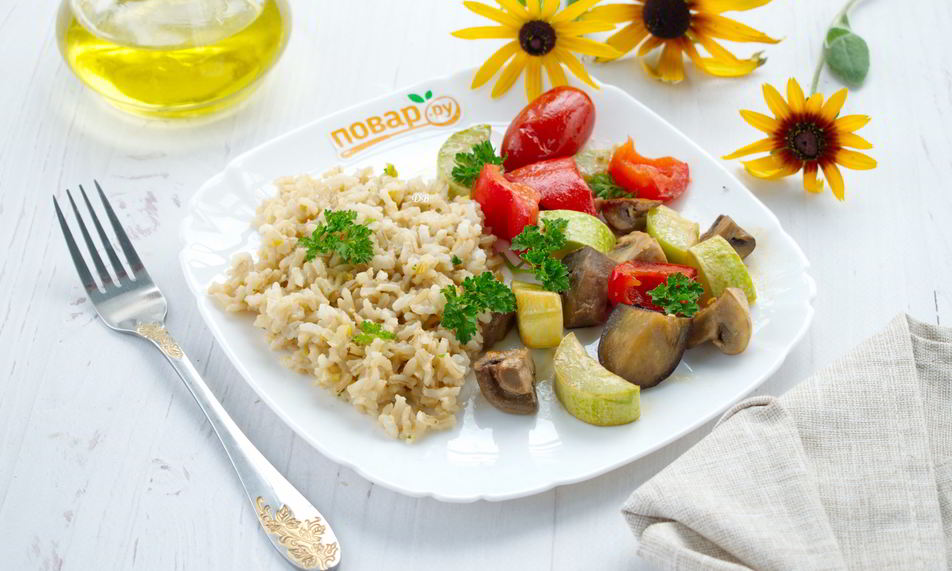 Рецепт рис с запеченными овощами