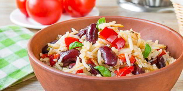 рис со сладким перцем и фасолью