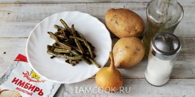 жареная картошка с папоротником