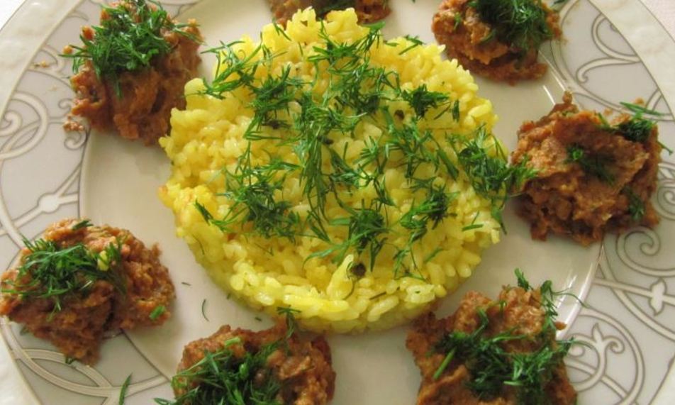 Рецепт золотистый рис с паштетом из маша