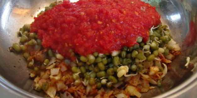 золотистый рис с паштетом из маша