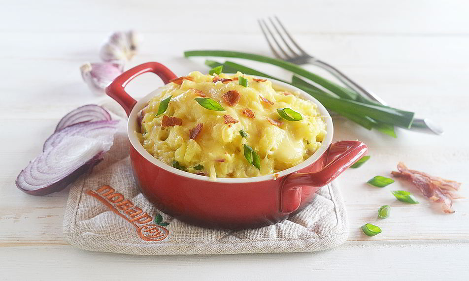 Рецепт картофельное пюре с беконом и сыром