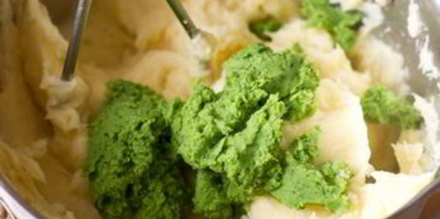 картофельное пюре с горошком и мятой