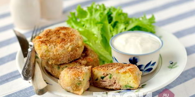 котлетки из картофеля и тунца