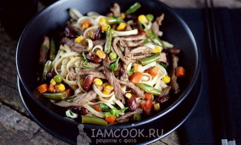 Рецепт лапша удон с говядиной и овощами