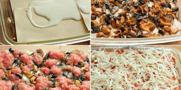 лазанья с грибами