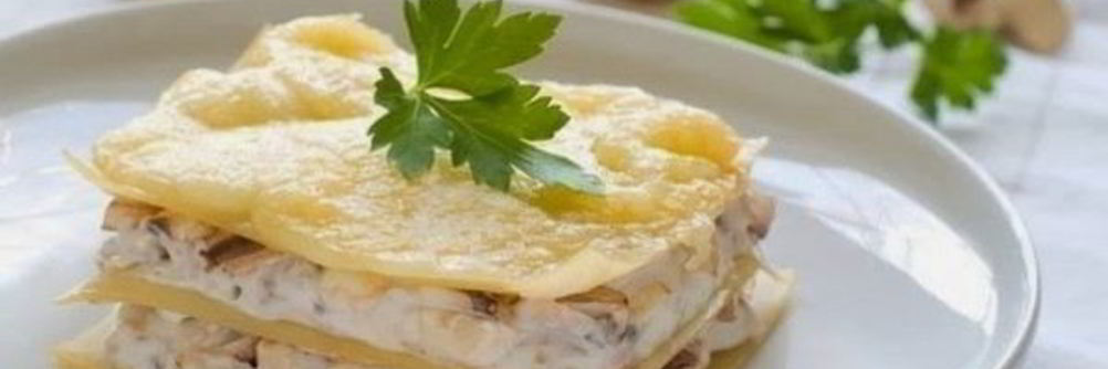 Лазанья с курицей и грибами