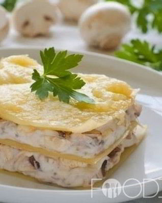Лазанья с курицей и грибами