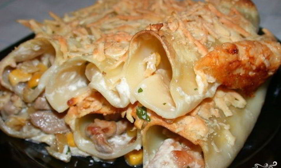 Рецепт каннеллони, фаршированные курицей и грибами