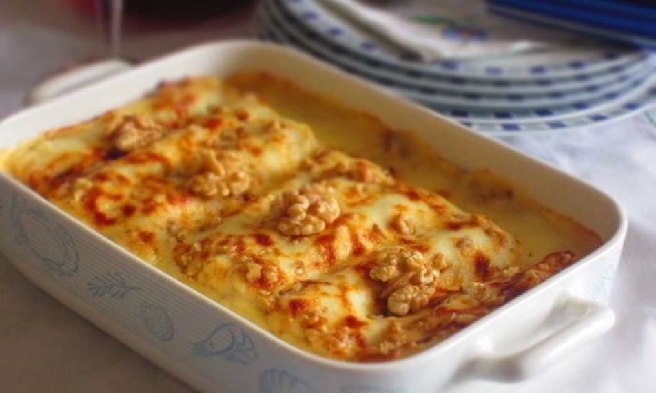 Рецепт каннелони с козьим сыром и орехами под соусом бешамель