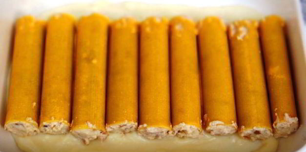 каннелони с козьим сыром и орехами под соусом бешамель