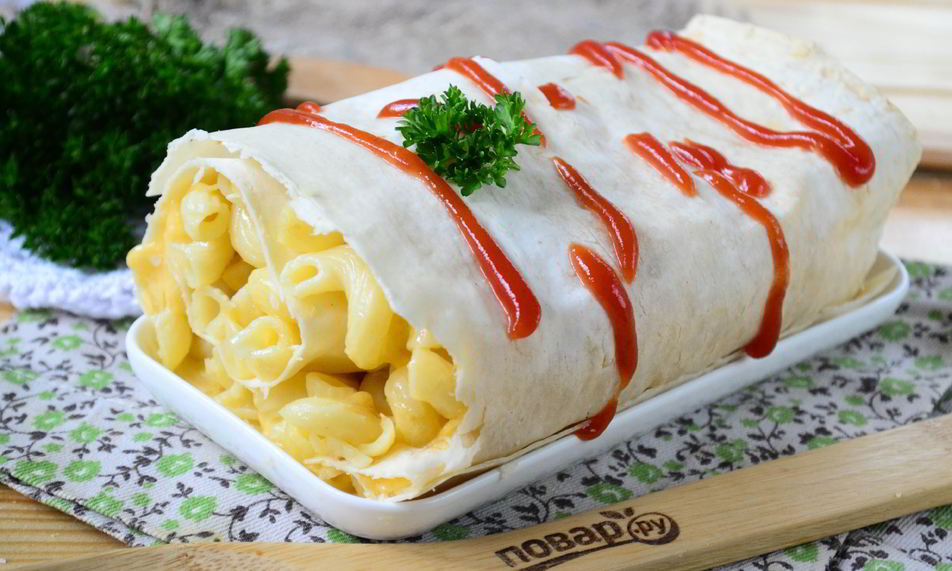 Рецепт макароны под сыром в лаваше