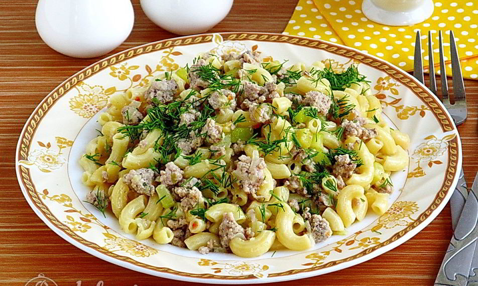 Рецепт макароны с фаршем и кабачками