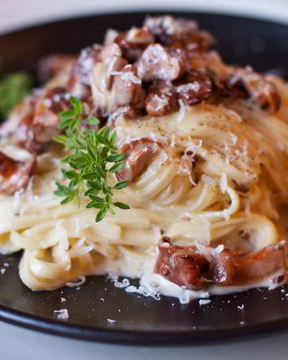 Макароны с лисичками