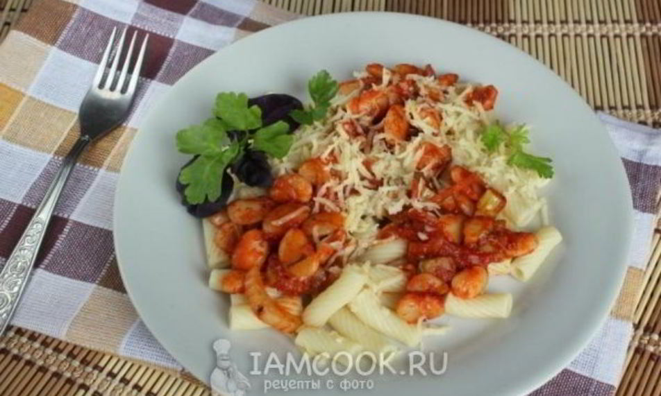 Рецепт макароны с овощами и фасолью