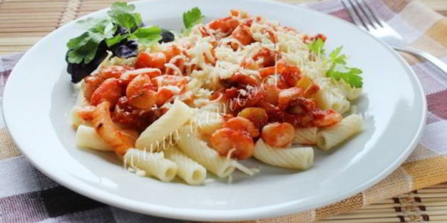 макароны с овощами и фасолью