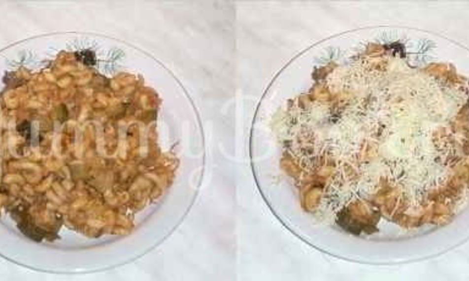 Рецепт макароны с тушенкой, овощами и сыром