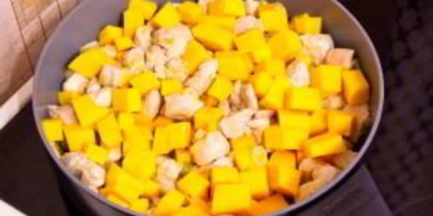 макароны с тыквой и филе индейки