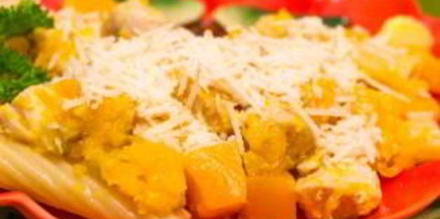 макароны с тыквой и филе индейки