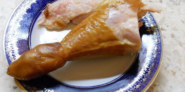 макароны со свиным сердцем и копченой курицей