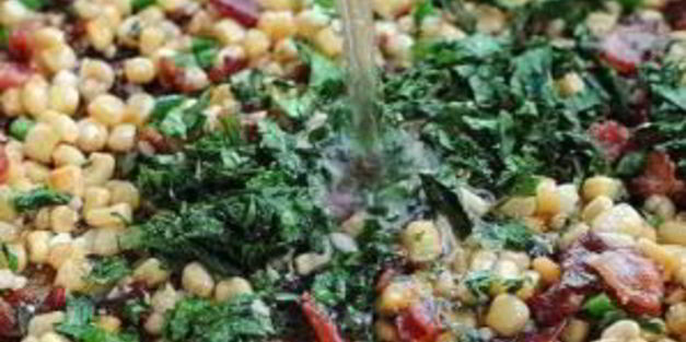 паста карбонара с кукурузой и чили