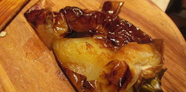 паста с лисичками, фетой и печеным перцем