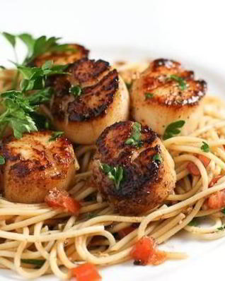 Паста с морскими гребешками