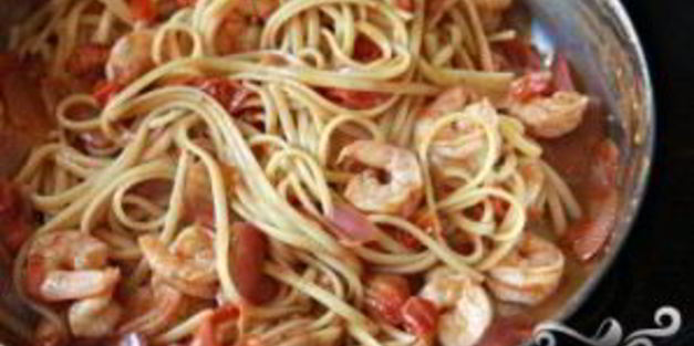 паста с помидорами черри и креветками